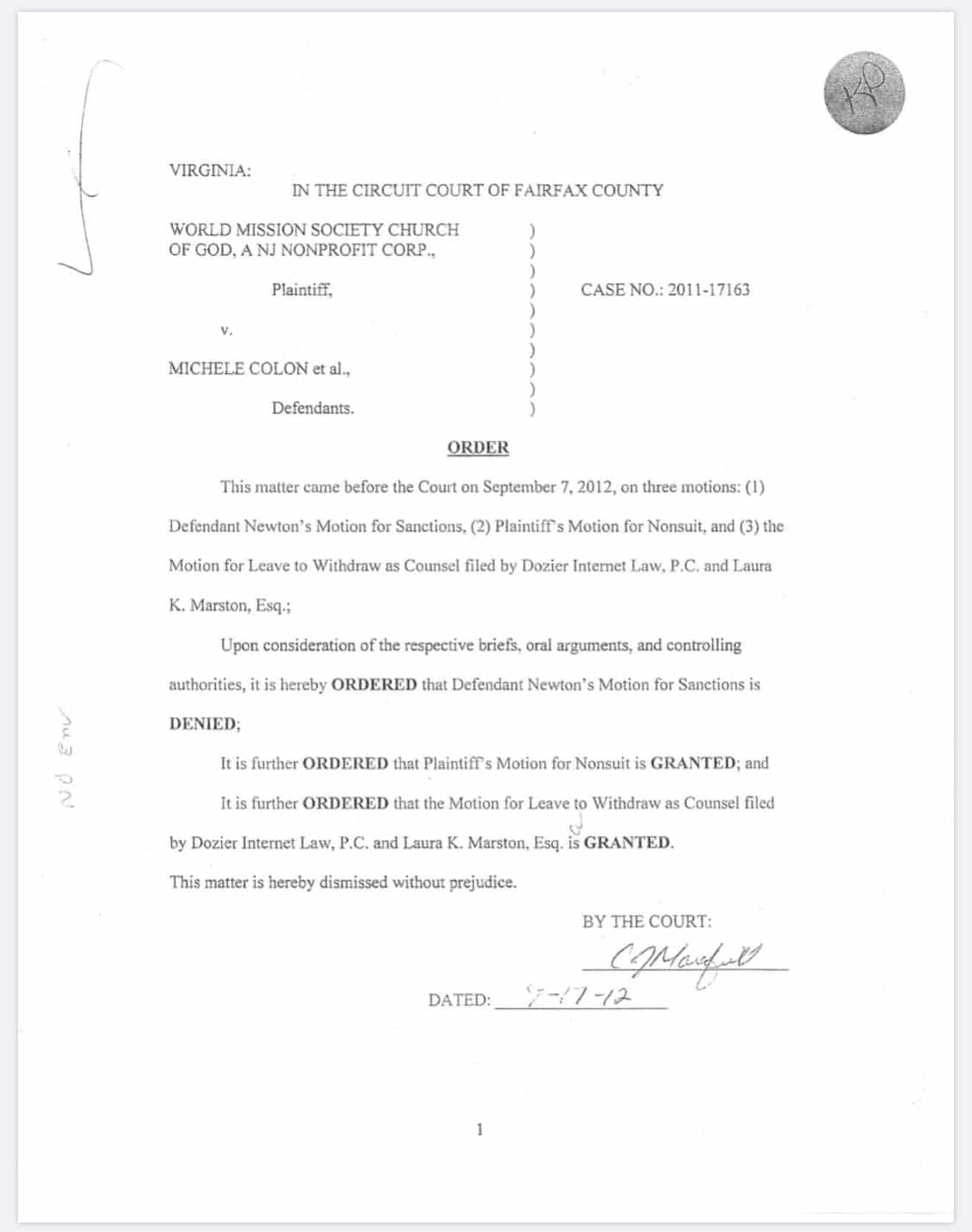 Colon v WMSCOG - Court Order final image-VA