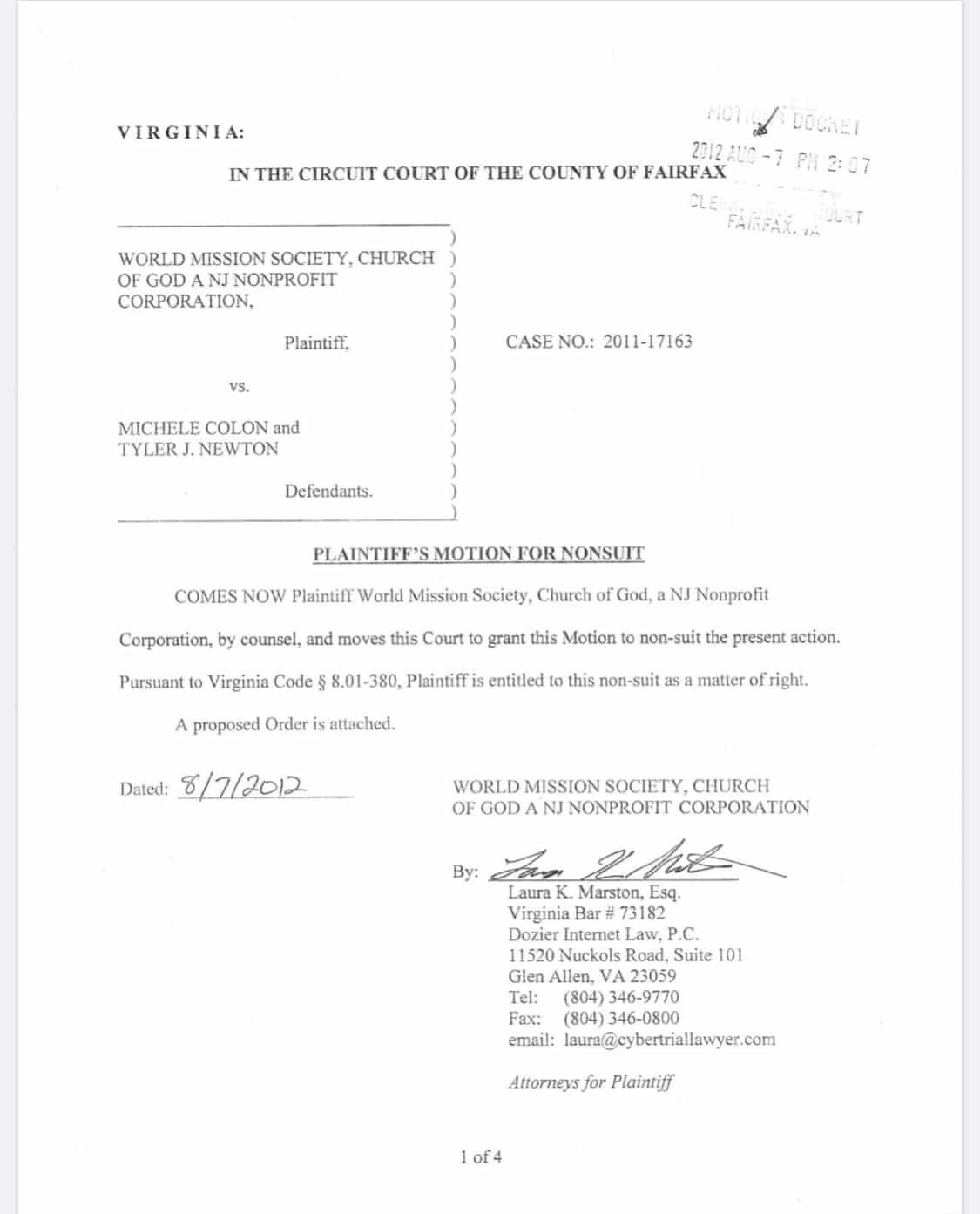 Colon v WMSCOG - Nonsuit image-VA